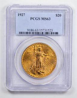 1927 $20 Double Eagle Gold Coin PCGS MS63