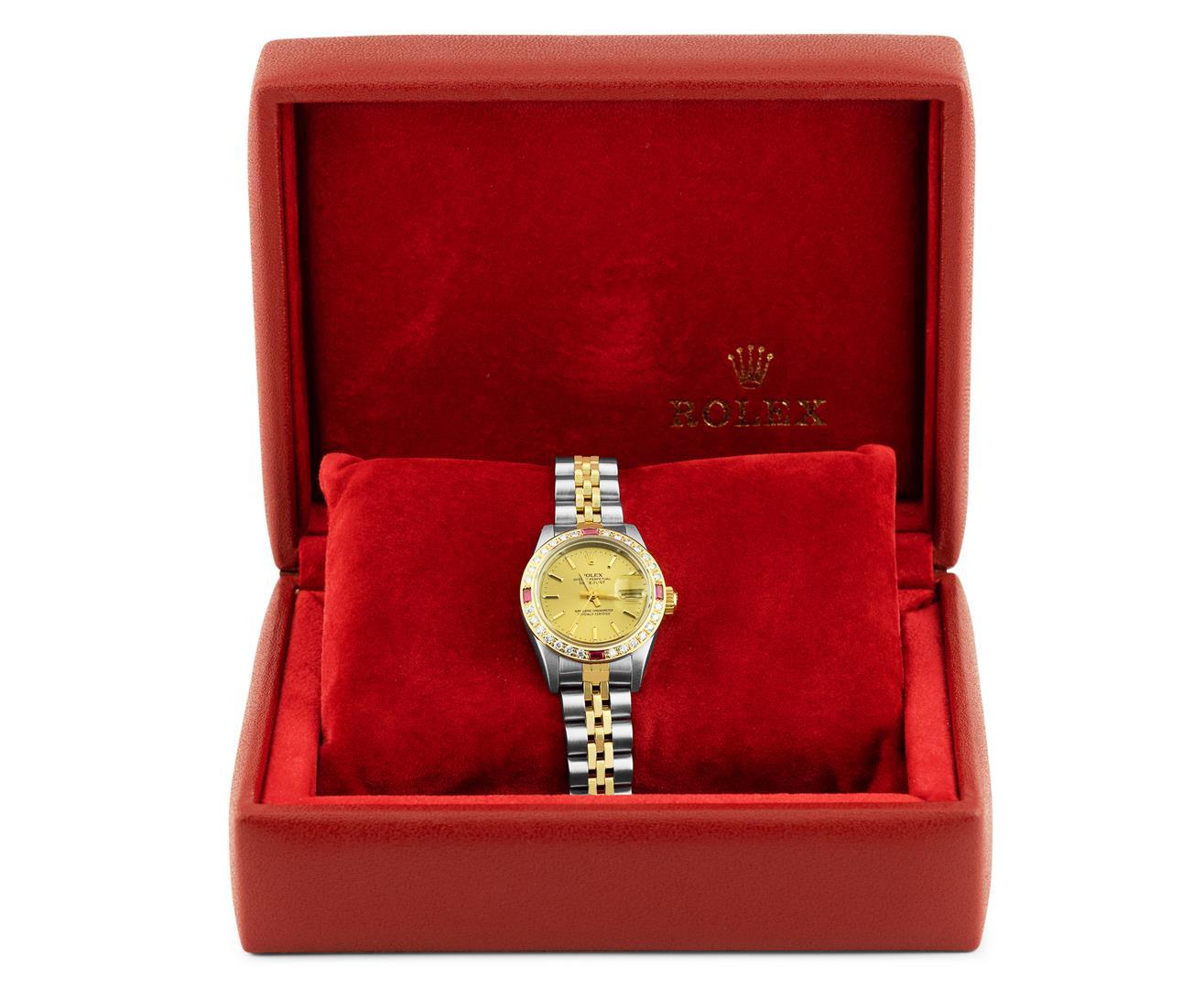 Rolex Quickset Ladies 2Tone 18K Gold Diamond Bezel Datejust Wristwatch With Role