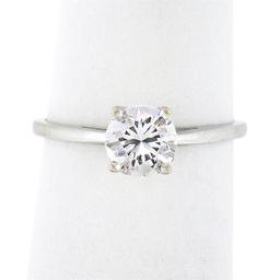 Vintage 14k White Gold High Quality Round Prong Cubic Zirconia Cz Solitaire Ring