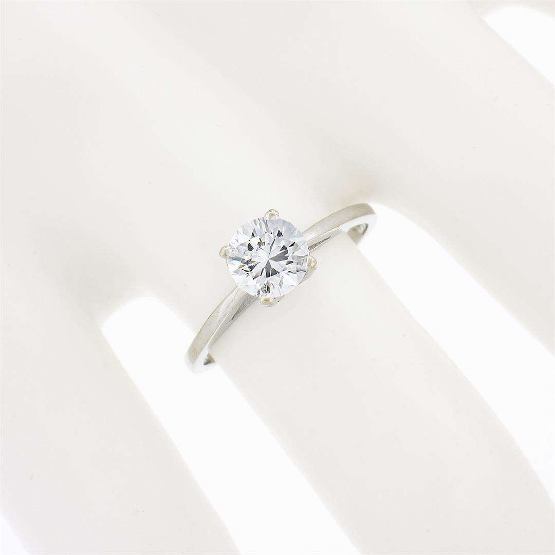 Vintage 14k White Gold High Quality Round Prong Cubic Zirconia Cz Solitaire Ring