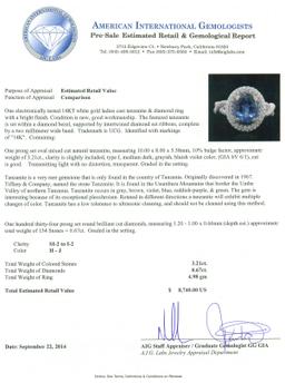 14KT White Gold 3.21 ctw Tanzanite and Diamond Ring