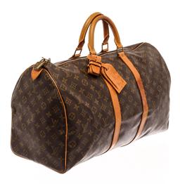 Louis Vuitton Brown Monogram Canvas Keepall 50 Travel Bag