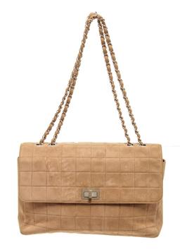 Chanel Beige Suede Leather Reissue Chocolate Bar Shoulder Bag