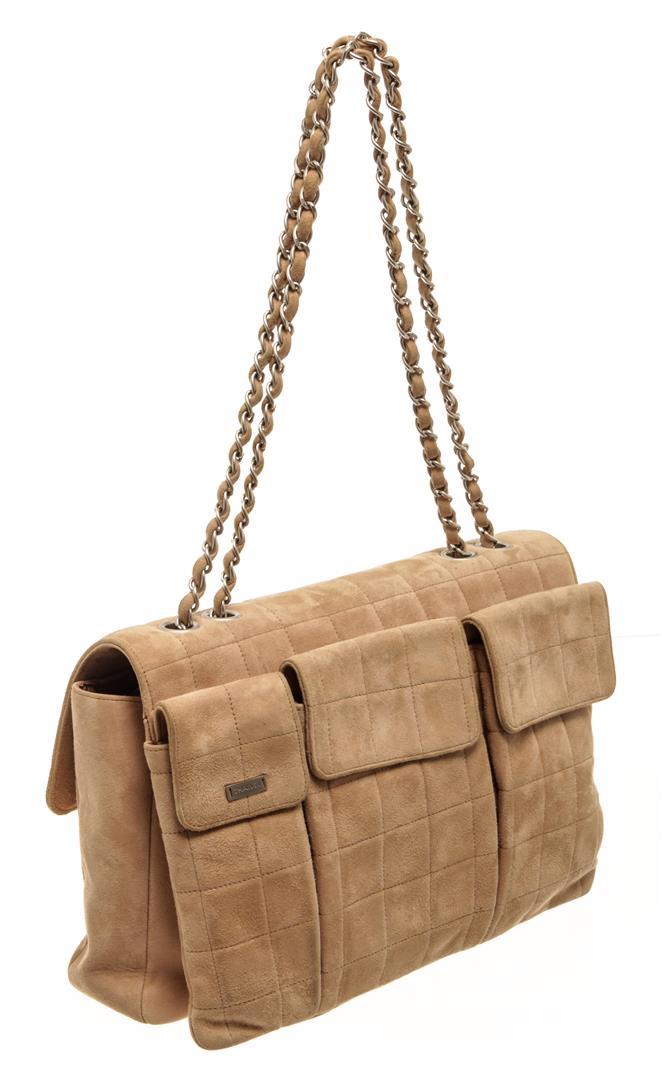 Chanel Beige Suede Leather Reissue Chocolate Bar Shoulder Bag