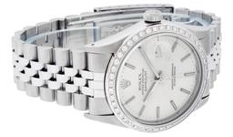 Rolex Mens Stainless Steel Silver Index 36MM Diamond Datejust Wristwatch