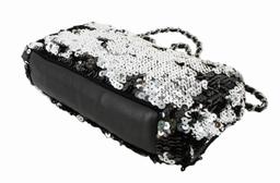 Chanel Black Silver-tone Sequin Leather Summer Night Single Flap Shoulder Bag