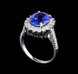 3.40 ctw Tanzanite and Diamond Ring - 14KT White Gold