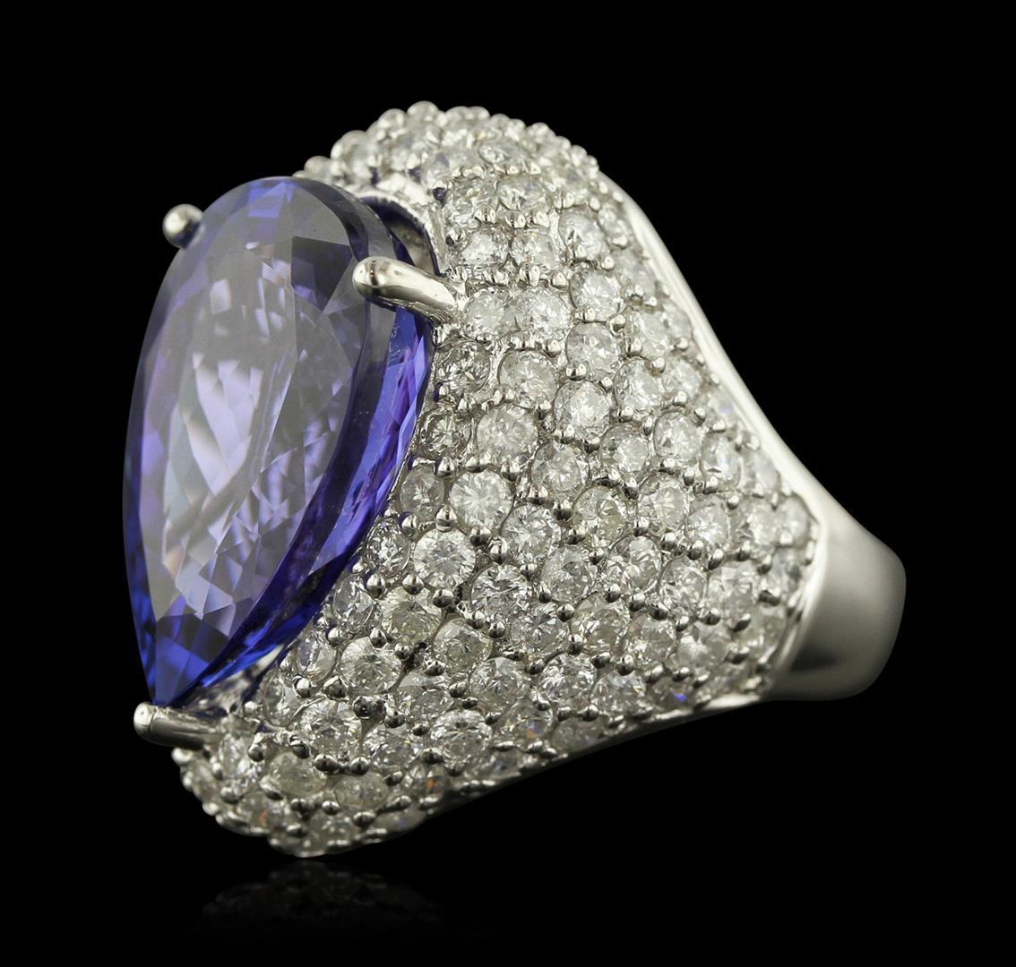 14KT White Gold 14.82 ctw GIA Certified Tanzanite and Diamond Ring