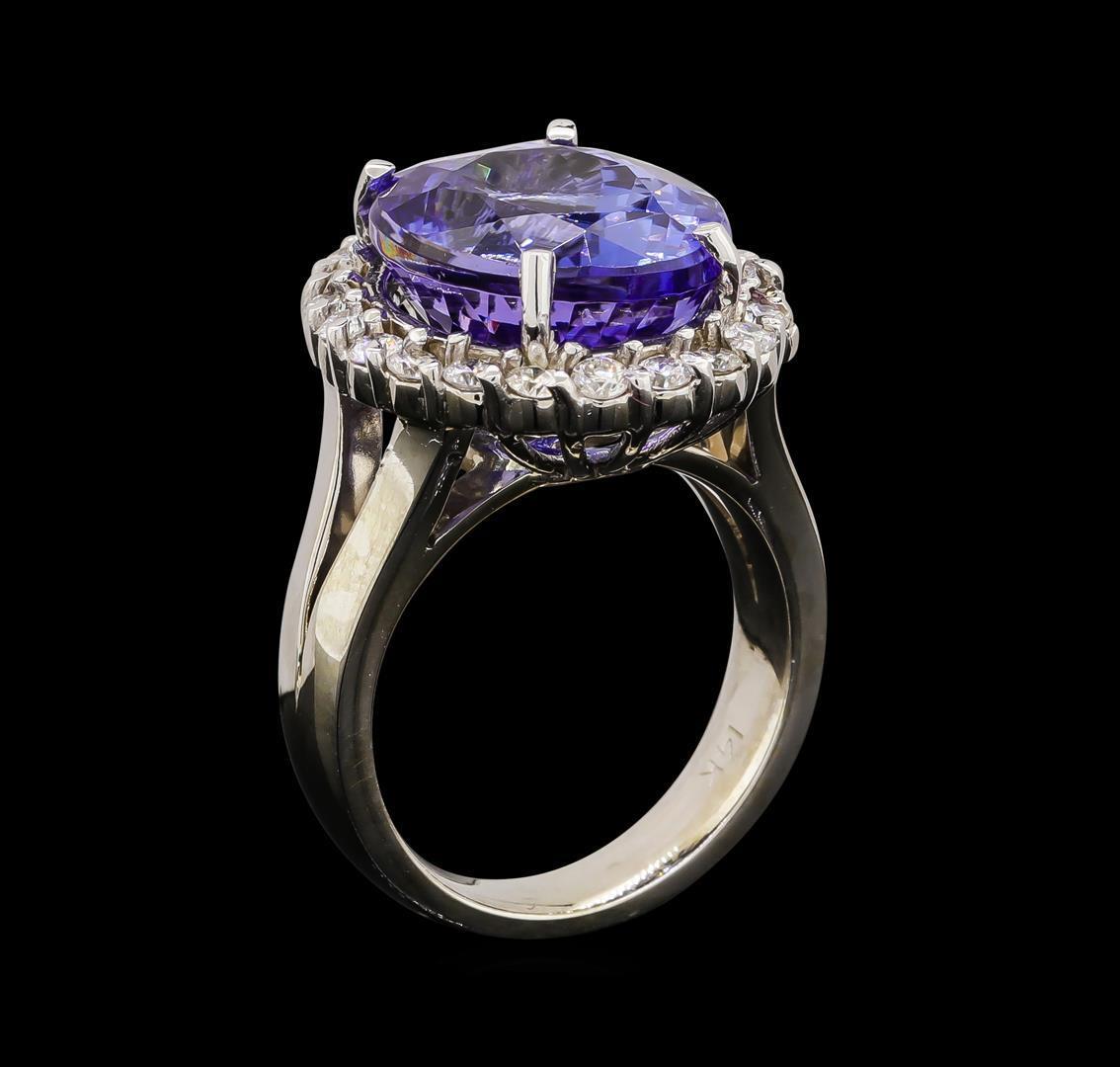 GIA Cert 11.27 ctw Tanzanite and Diamond Ring - 14KT White Gold