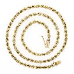 Unisex 14K Yellow Gold 20.5" 4mm Solid Rope Chain Necklace w/ Barrel Push Clasp