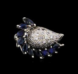 14KT White Gold 1.90 ctw Sapphire and Diamond Ring