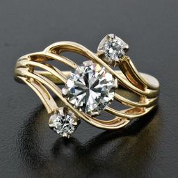 Antique Jabel 14k Gold GIA 1.19 ctw Round Cut Diamond Open Swirl Engagement Ring
