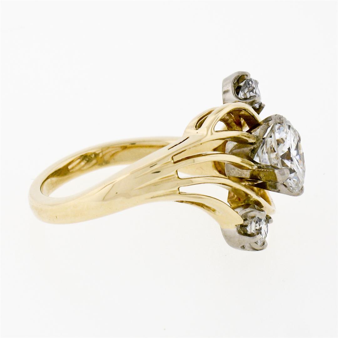 Antique Jabel 14k Gold GIA 1.19 ctw Round Cut Diamond Open Swirl Engagement Ring