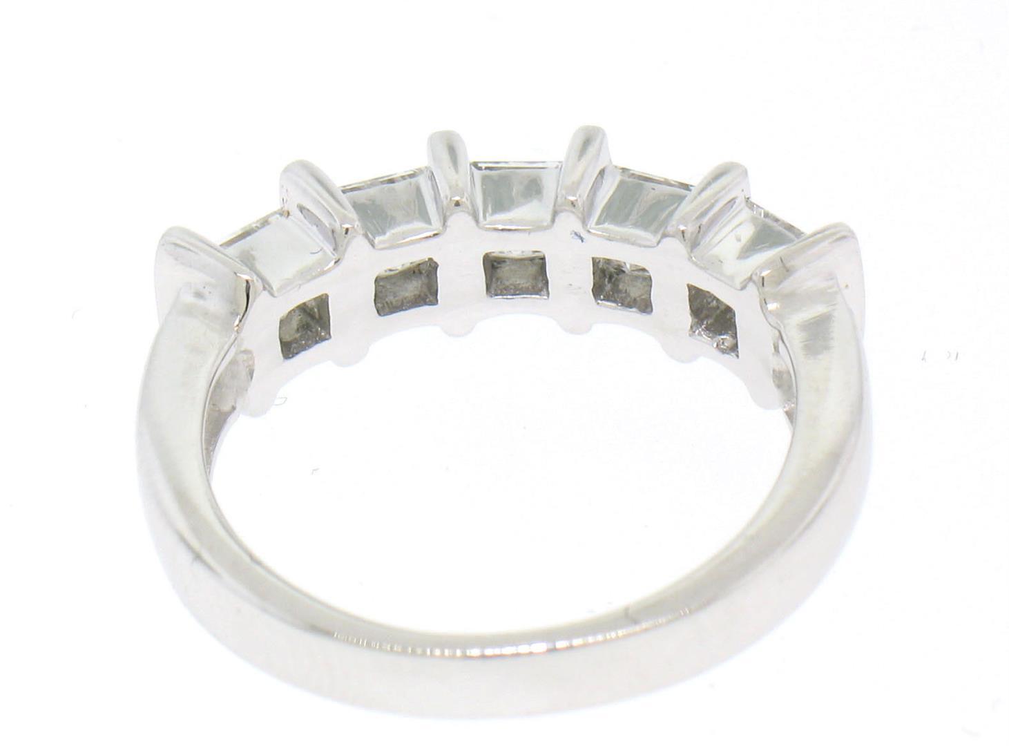 18k White Gold 1.25 ctw Large Bar Set Princess Diamond Milgrain Work Band Ring