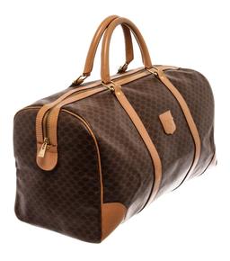 Celine Brown Leather Macadam Duffle Bag