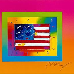 Flag with Heart by Peter Max