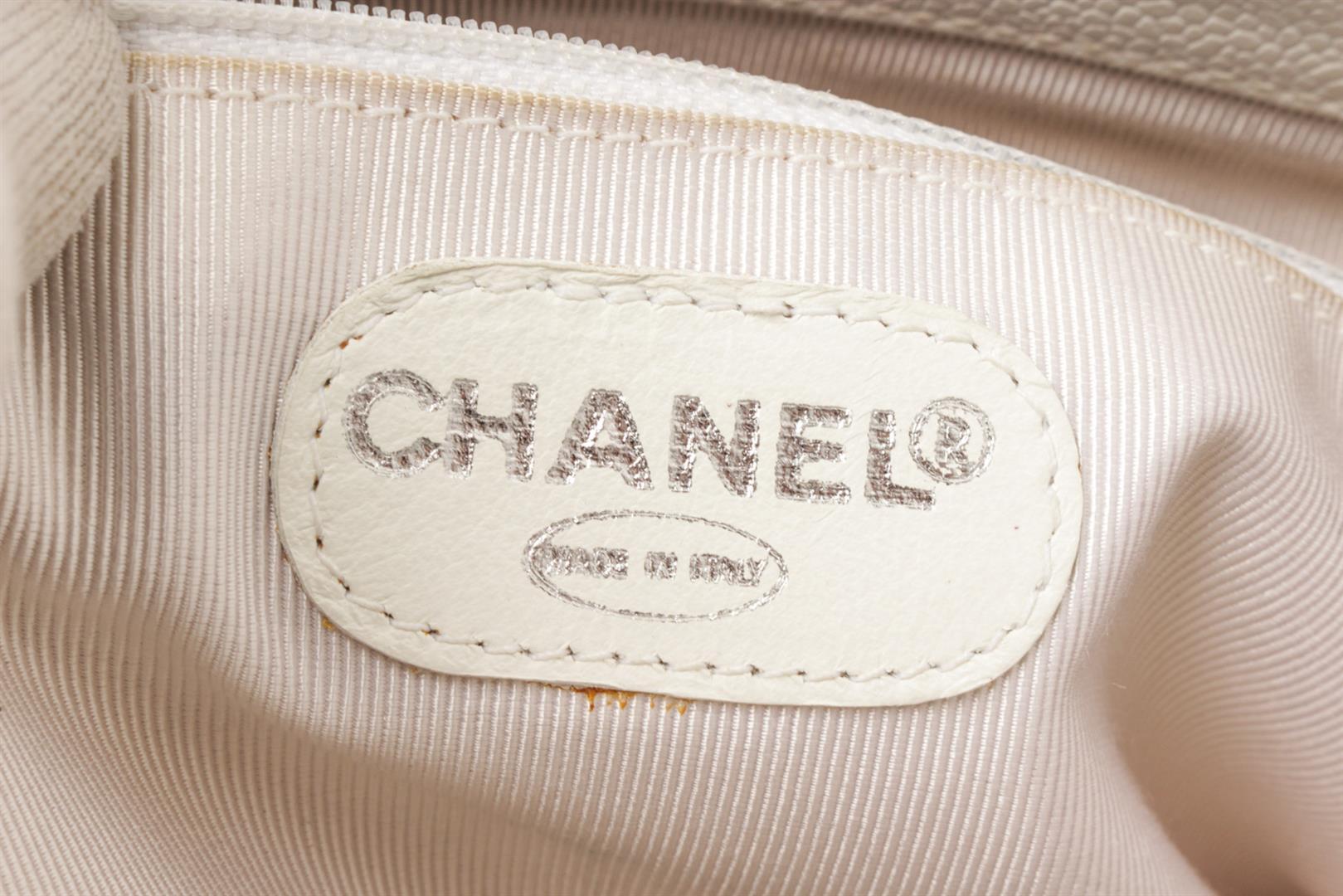 Chanel White Caviar Leather Tote Bag