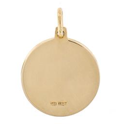 New Italian 14K Yellow Gold Round Textured Confirmation Medallion Charm Pendant