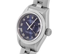 Rolex Ladies Stainless Steel Sapphire Quickset Blue Roman Smooth Bezel Oyster Ba