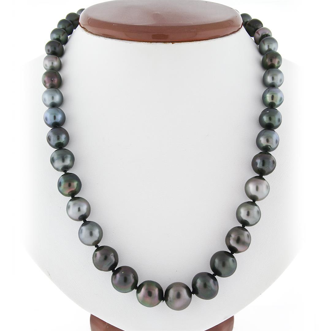 18" Graduated Large Cultured Tahitian Gray Pearl Strand Necklace 8.25-11.75mm