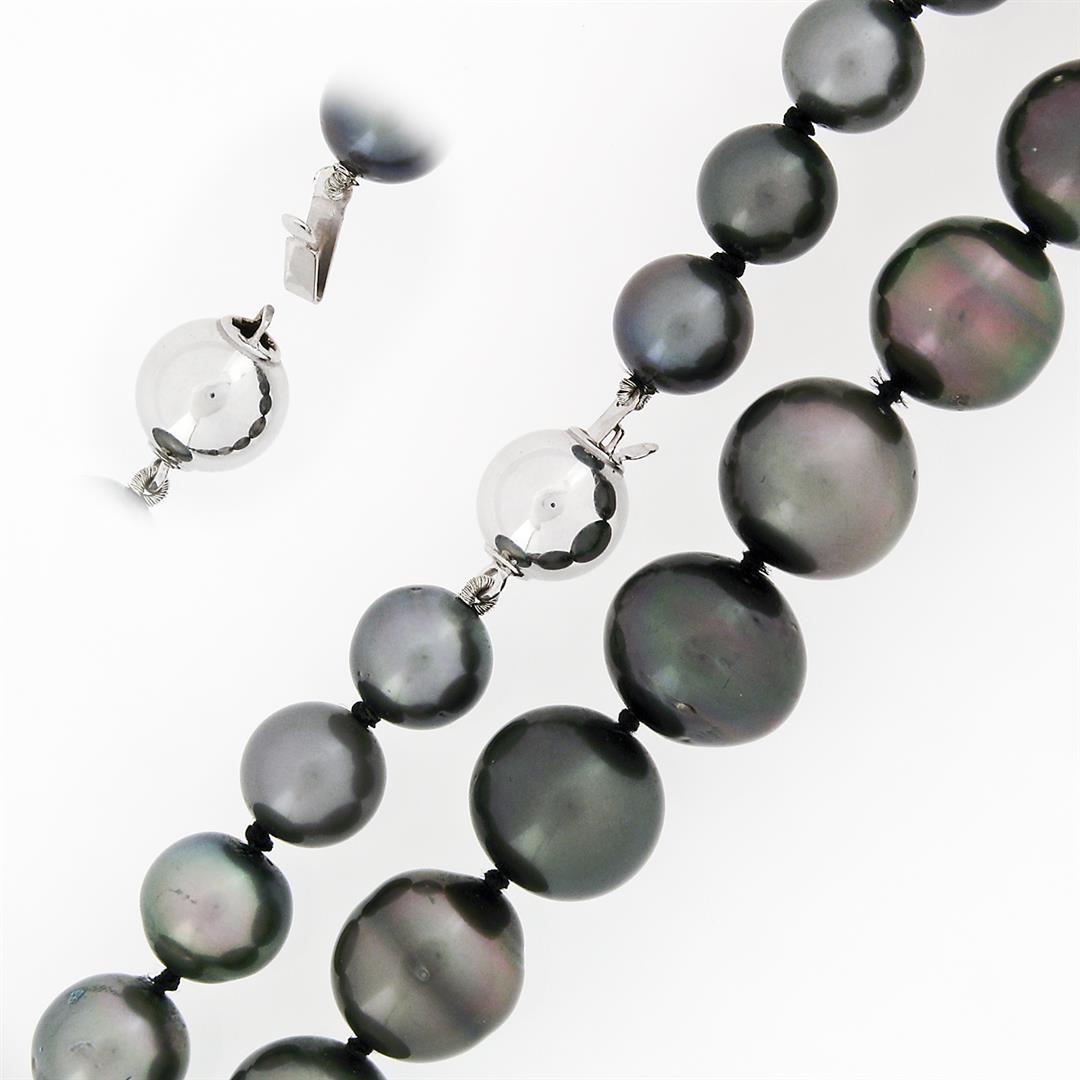 18" Graduated Large Cultured Tahitian Gray Pearl Strand Necklace 8.25-11.75mm