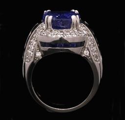 12.45 ctw Sapphire and Diamond Ring - 14KT White Gold