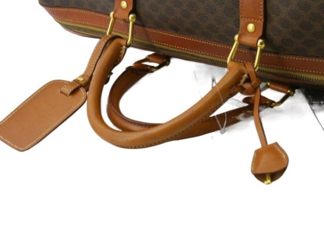 Celine Brown Macadam Coated Canvas Leather Vintage Duffle Bag