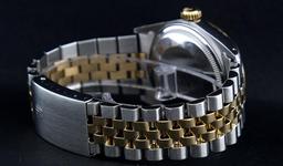 Rolex Mens 2 Tone Champagne Diamond 36MM Datejust Wristwatch