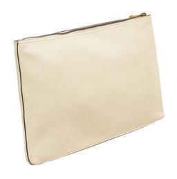 Gucci Beige Leather Logo Print Clutch