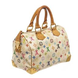 Louis Vuitton Multicolor White Calf Leather Speedy 30 Handbag