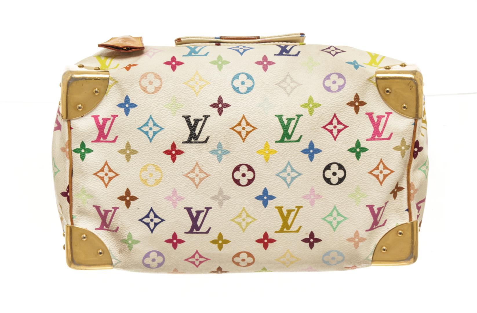 Louis Vuitton Multicolor White Calf Leather Speedy 30 Handbag