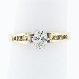 Estate 14k Two Tone Gold .50 ctw Oval Diamond Solitaire Engagement or Promise Ri