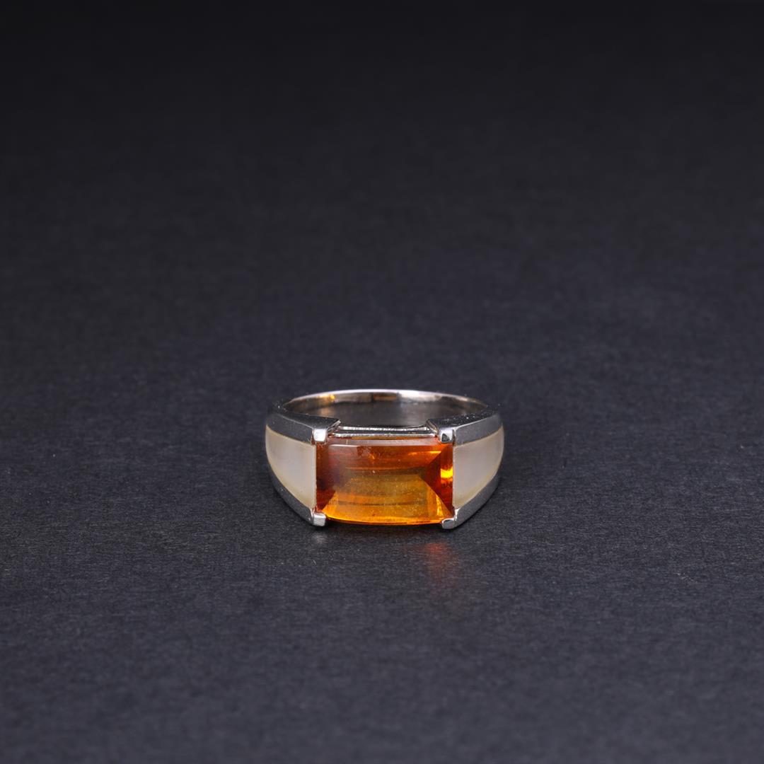 14K White Gold & Citrine Ring