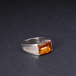 14K White Gold & Citrine Ring