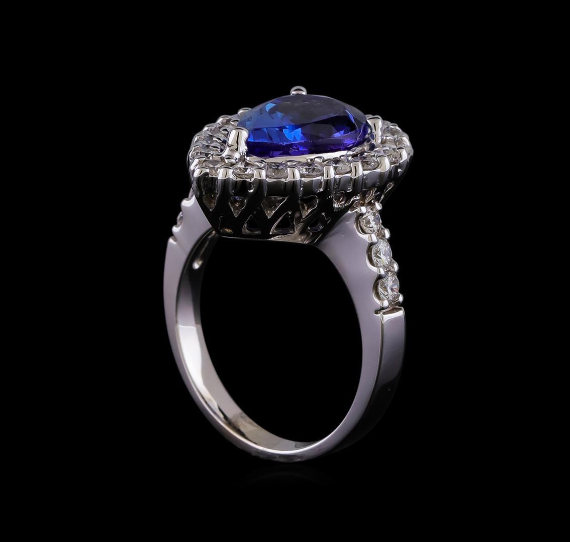 4.03 ctw Tanzanite and Diamond Ring - 14KT White Gold