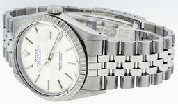 Rolex Mens Stainless Steel 36MM Silver Index Engine Turn Datejust Wristwatch