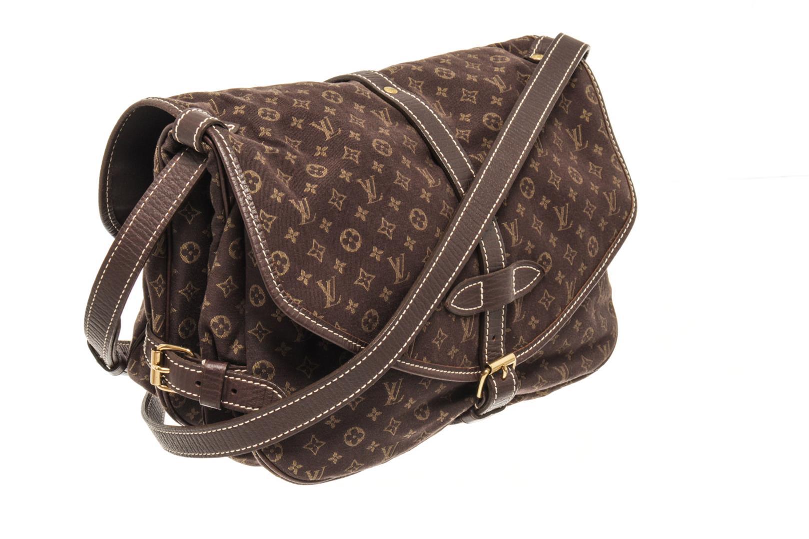 Louis Vuitton Brown Monogram Mini Lin Saumur 30 Ba