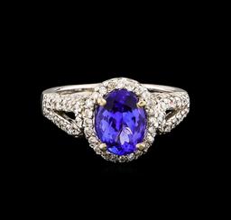 14KT White Gold 2.14 ctw Tanzanite and Diamond Ring