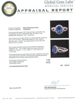 14KT White Gold 2.14 ctw Tanzanite and Diamond Ring