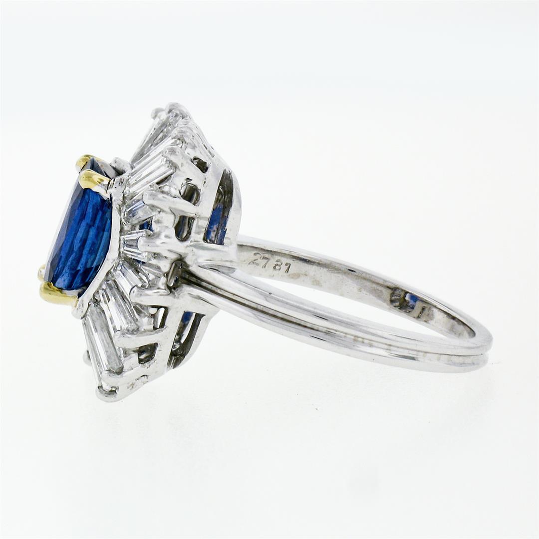 Vintage Platinum 3.43 ctw AGL Cushion Sapphire & Diamond Ballerina Cocktail Ring