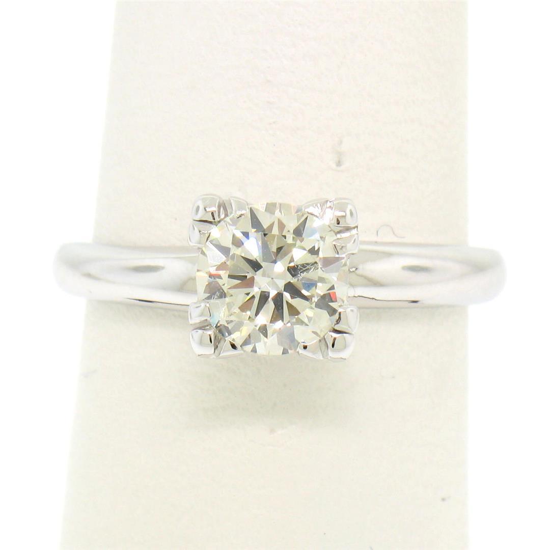 Vintage 14k White Gold 0.83 ctw I VVS2 Round Brilliant Cut Diamond Solitaire Rin