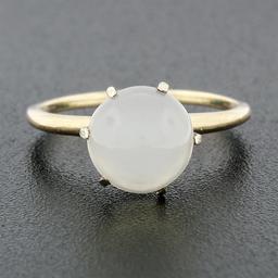 Antique Victorian 14k Gold 8.3mm Round Cabochon Moonstone 6-Prong Solitaire Ring