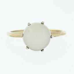 Antique Victorian 14k Gold 8.3mm Round Cabochon Moonstone 6-Prong Solitaire Ring