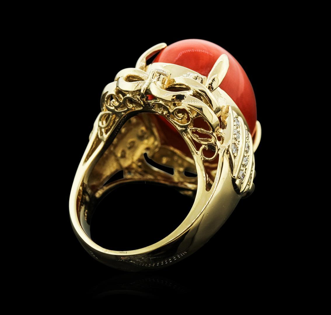 14KT Rose Gold 20.93 ctw Coral and Diamond Ring