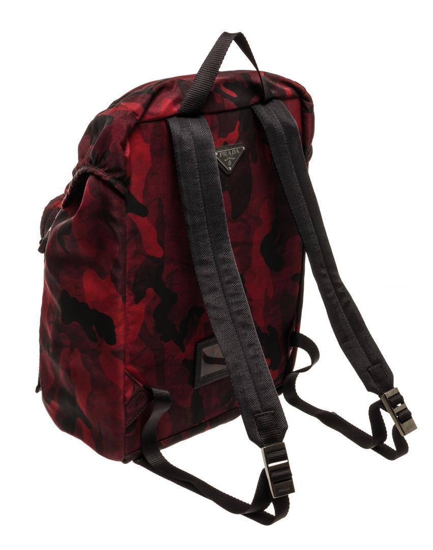 Prada Red Camouflage Tessuto Backpack