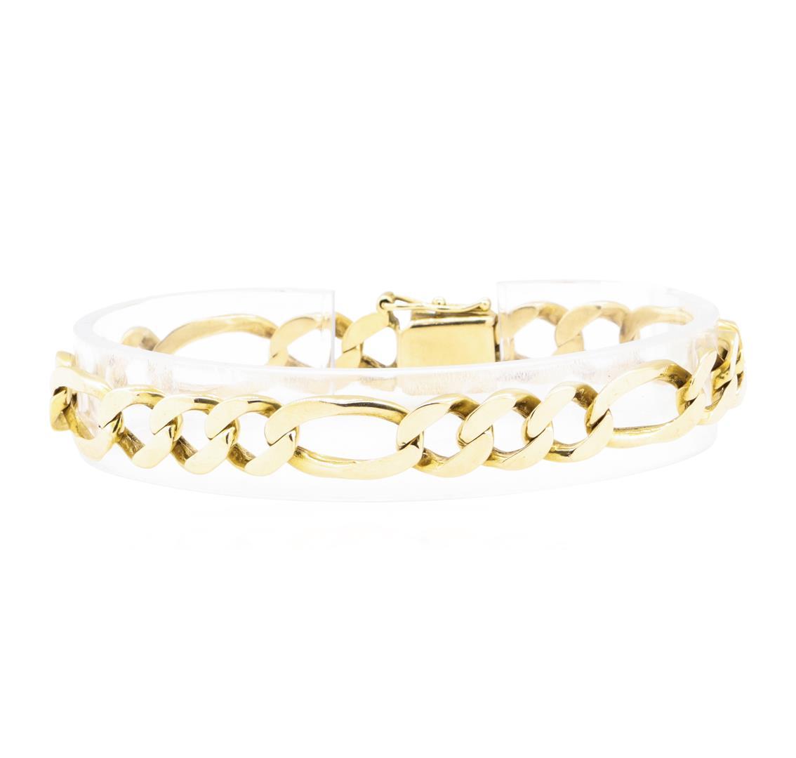 Figaro Link Bracelet - 18KT Yellow Gold