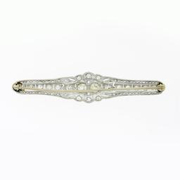 Antique Art Deco Platinum 4.04 ctw Old European Diamond Filigree Bar Pin Brooch