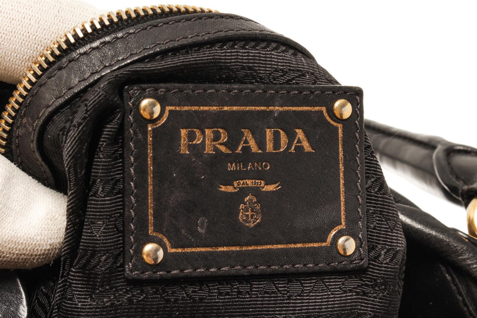 Prada Black Soft Calfskin Leather Gathered Shoulder Bag