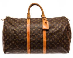 Louis Vuitton Brown Monogram Canvas Keepall 55 Travel Bag