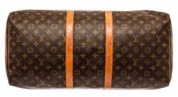 Louis Vuitton Brown Monogram Canvas Keepall 55 Travel Bag